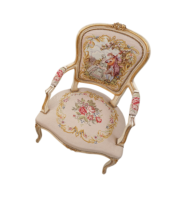 Louis XV Style Armchair with tapestry upholstery