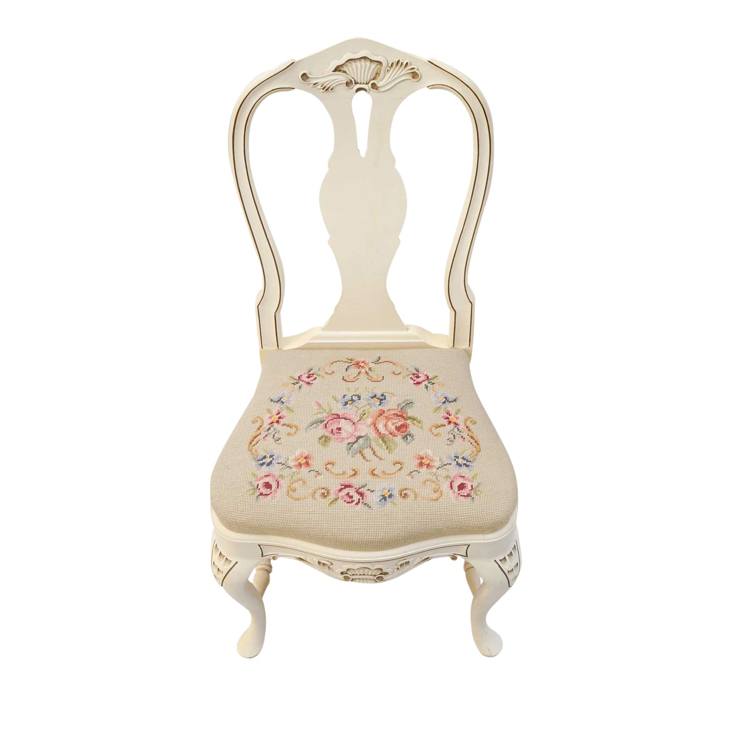1930s Vintage Swedish Hand Painted Rococo Chair with tapestry seat