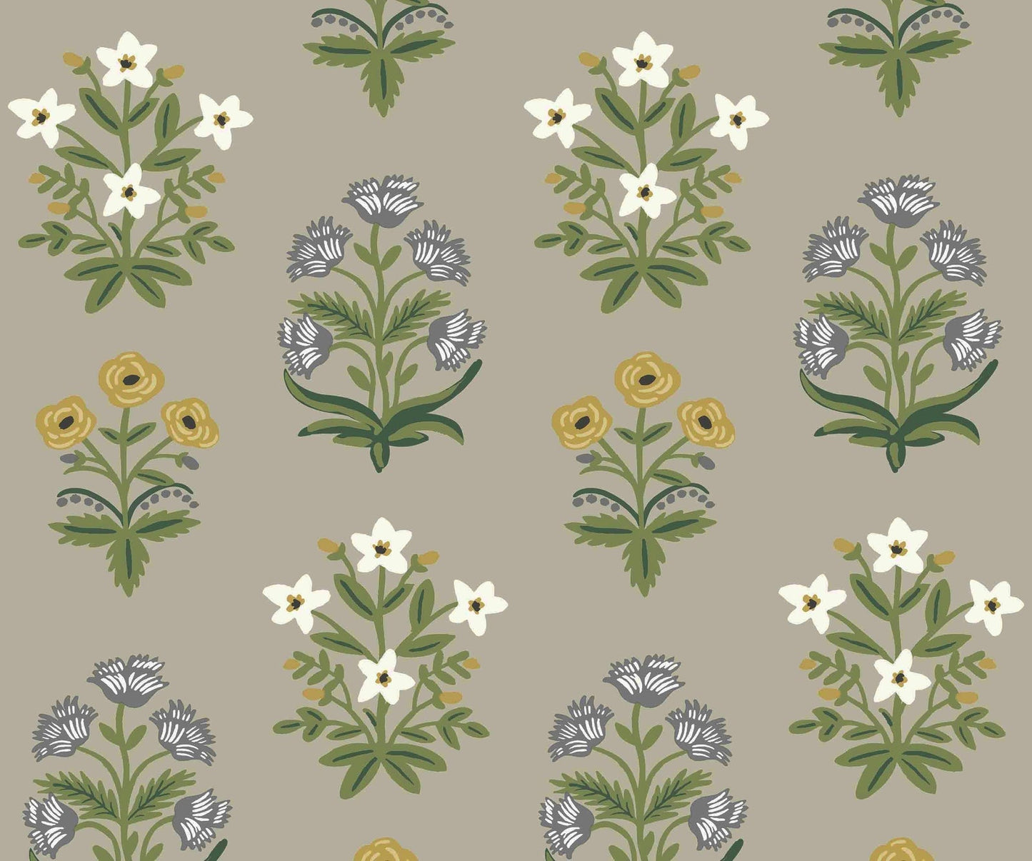 Mughal Rose Wallpaper - Green - Rifle