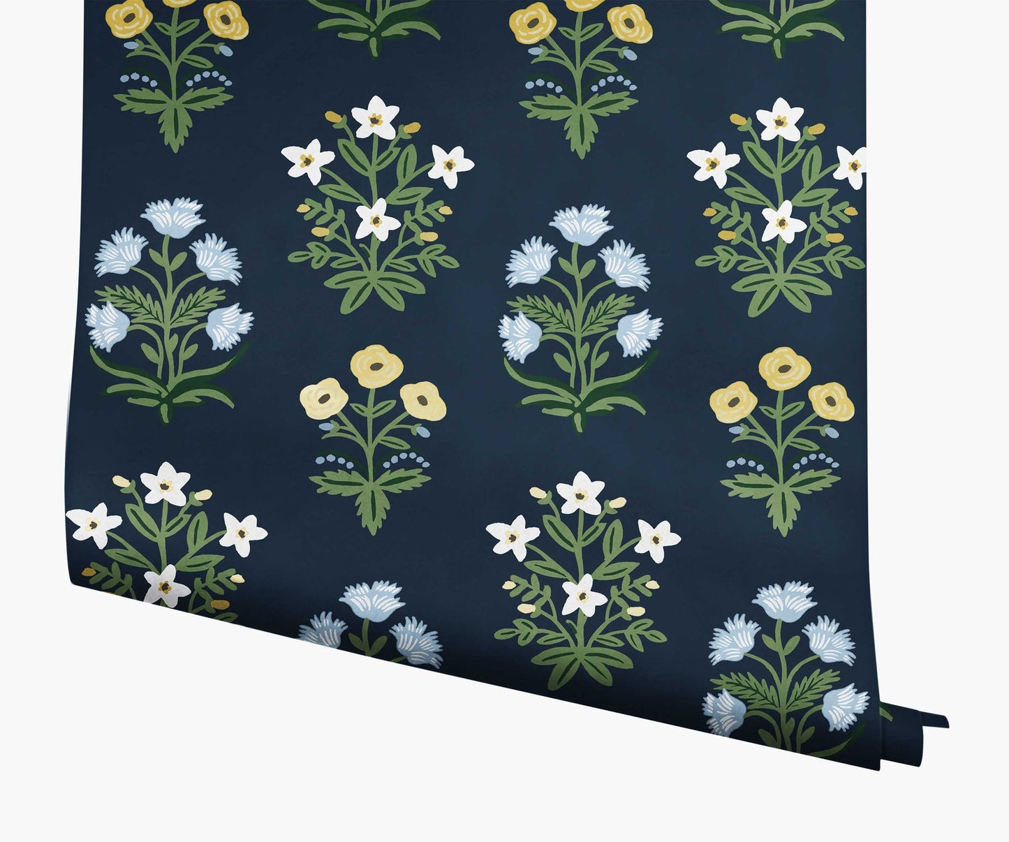 Mughal Rose Wallpaper - Blue - Rifle