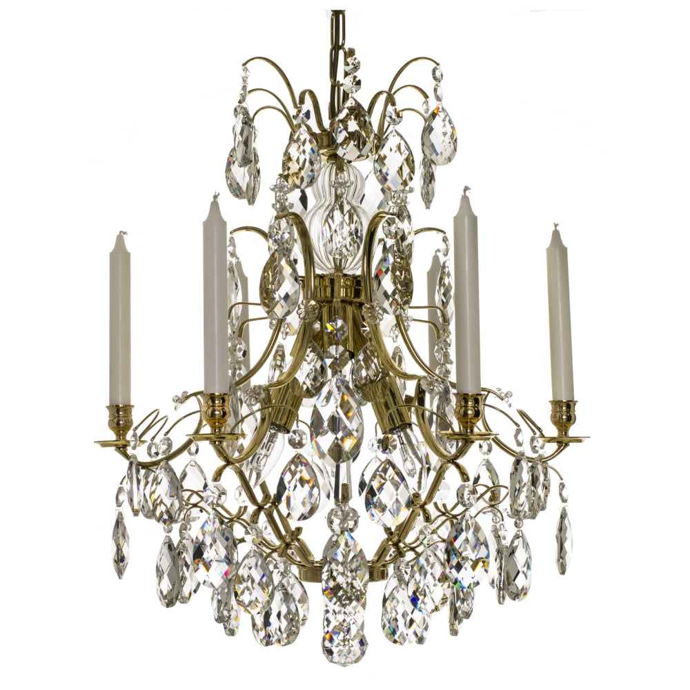 Baroque style chandelier with almond crystals