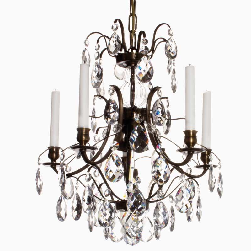 Baroque Chandelier - Dark Brass 5 Arm Baroque Style Chandelier With Clear Crystals