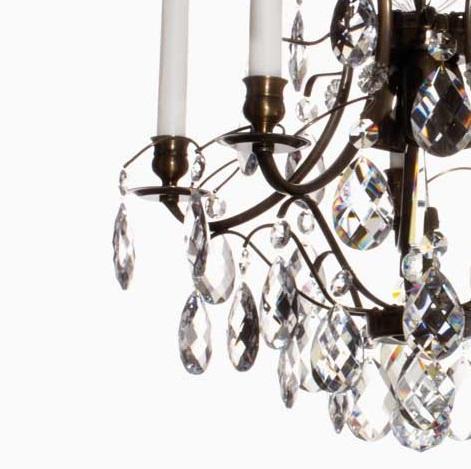 Baroque Chandelier - Dark Brass 5 Arm Baroque Style Chandelier With Clear Crystals