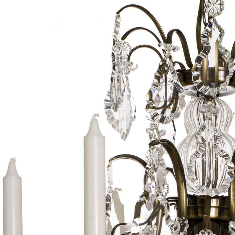 Baroque Chandelier - Dark Brass 6 Arm Baroque Style Chandelier With Pendeloque Crystals
