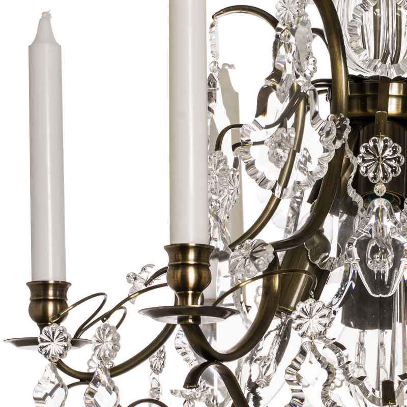 Baroque Chandelier - Dark Brass 6 Arm Baroque Style Chandelier With Pendeloque Crystals