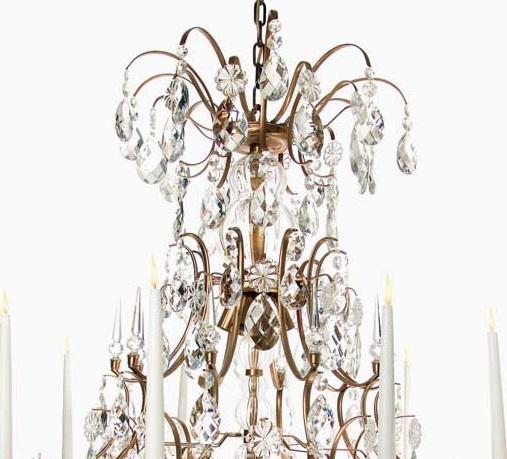 Baroque Chandelier - Light Brass 10 Arm Baroque Style Chandelier With Almond Crystals