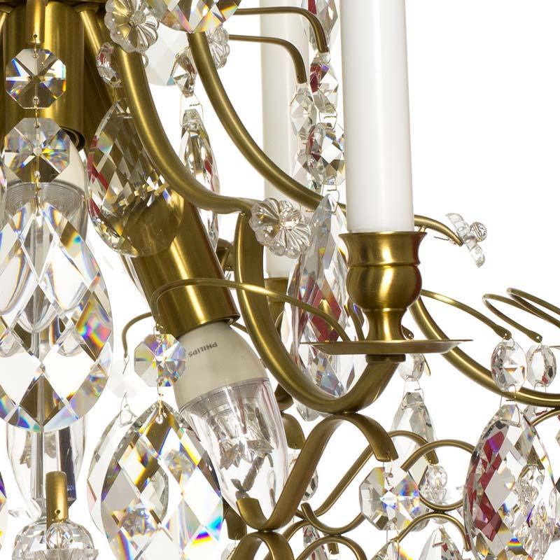 Baroque Chandelier - Light Brass Plated 6 Arm Baroque Style Chandelier brass detail