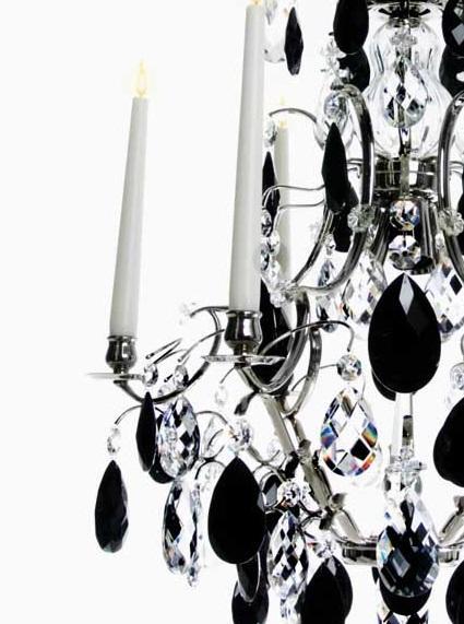 Baroque Chandelier - Nickel 6 Arm Baroque Style Chandelier With Black Crystals