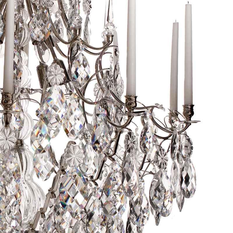 Baroque Chandelier - 10 Arms - Drop Crystals - Nickel - crystal detail