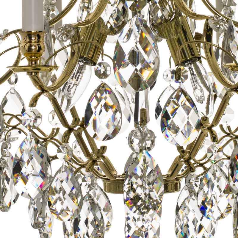 Baroque Chandelier - Polished Brass 6 Arm Baroque Style Chandelier With Almond Crystals