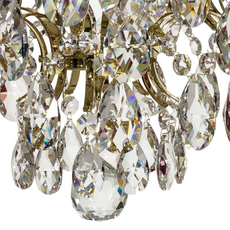 Contemporary Chandelier - Polished Brass Retro Crystal Chandelier: 38cm X 38cm X 38xm