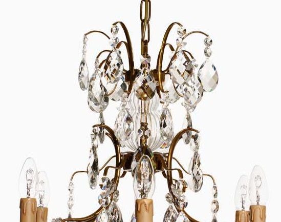 Baroque Chandelier - 6 Arms - Drop Crystals - Electric Candles - crystal detail