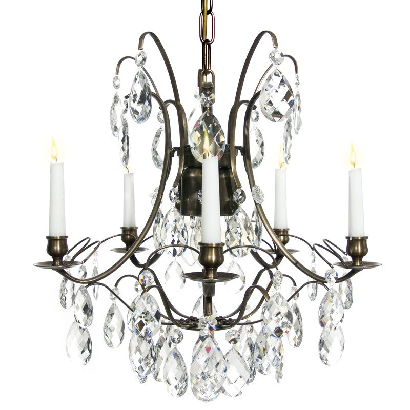 Baroque Chandelier - Drop Crystals - Brass