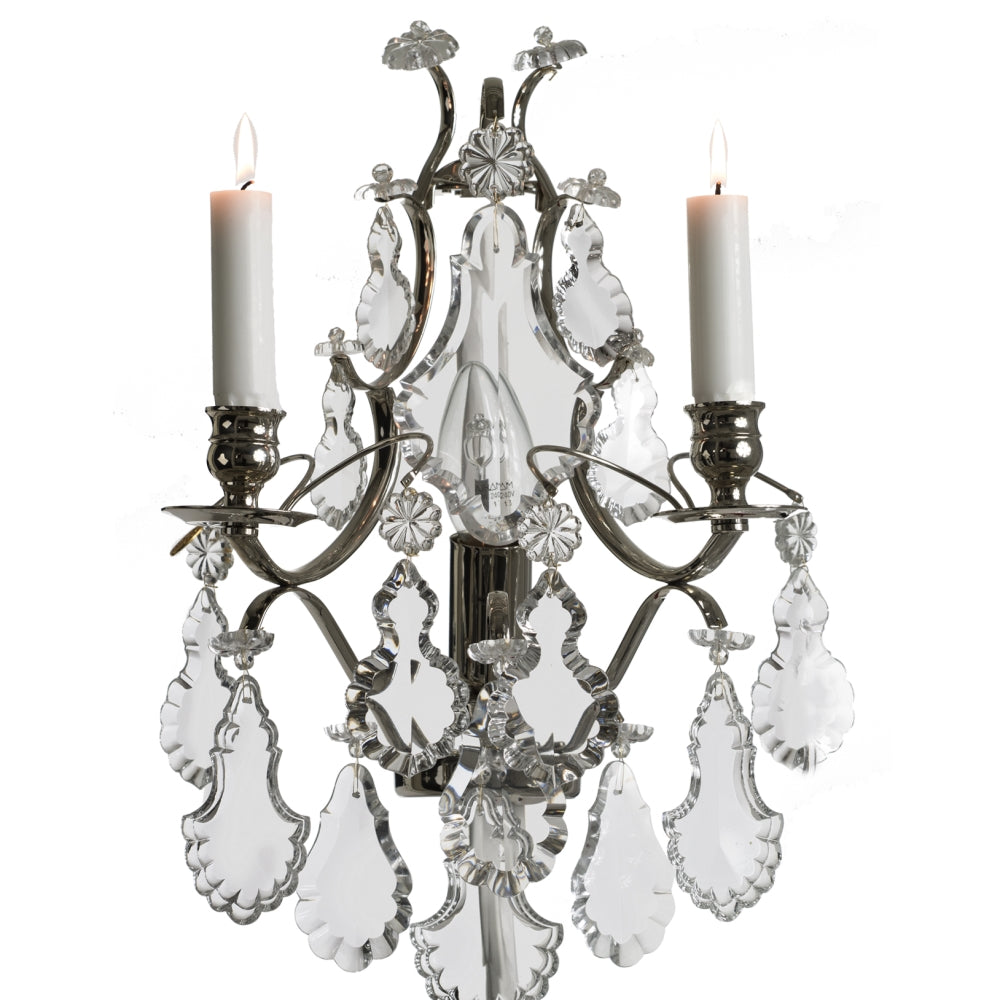 Baroque Wall Light - Leaf Crystals - Nickel