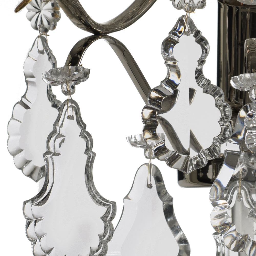 Baroque Wall Light - Leaf Crystals - Nickel - crystal detail