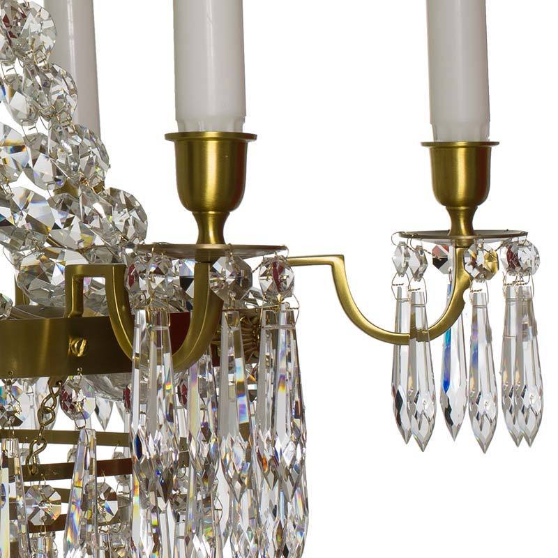 Empire Chandelier - Light Brass Empire Style 6 Arm Chandelier arm detail