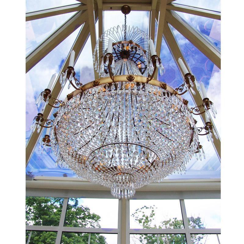 Empire Chandelier - Light Brass Empire Style Chandelier With 16 Arms in situ