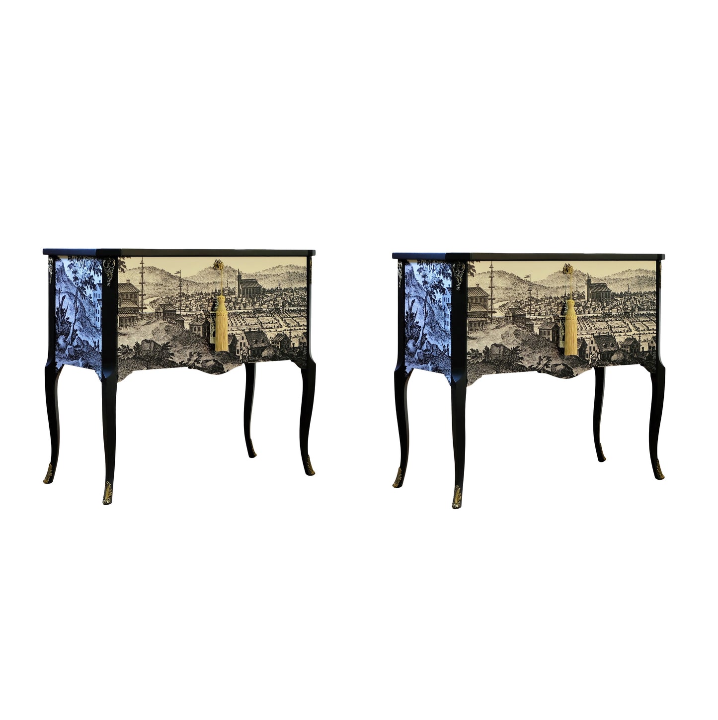 Gustavian Commode With 17th Century Print (A Pair)