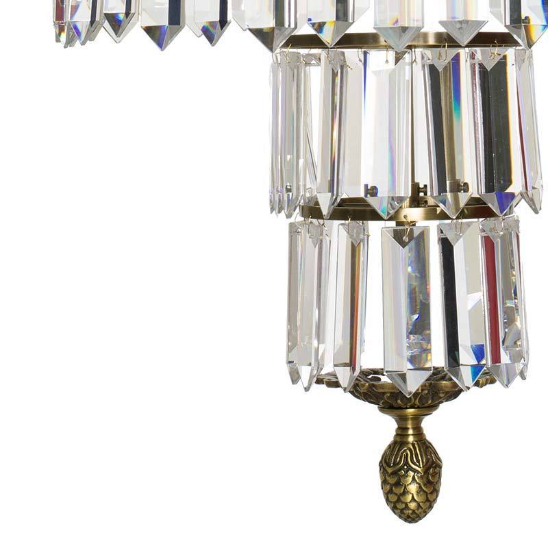 Swedish Chandelier - Dark Brass 6 Arm Chandelier With Full Cut X Prisms - 76cm Height