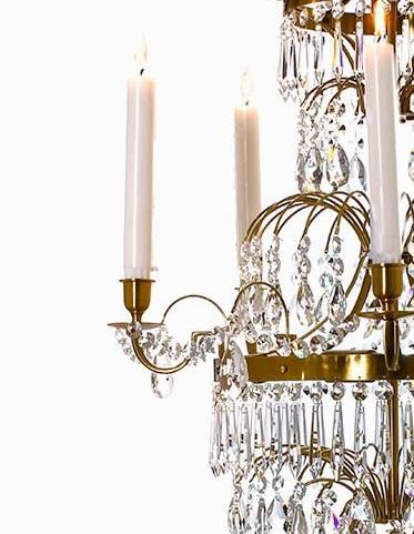 Swedish Chandelier - Light Brass 5 Arm Chandelier detail