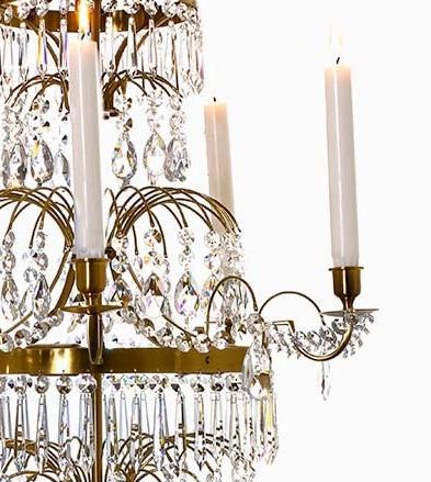 Swedish Chandelier - Light Brass 5 Arm Chandelier arm detail