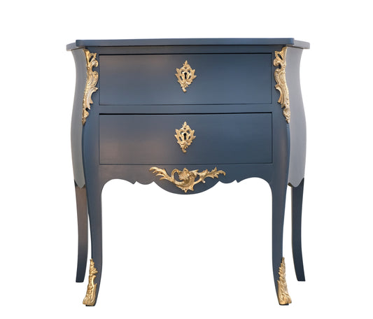 Classic  Louis XV Style Midnight blue Chests with marble top