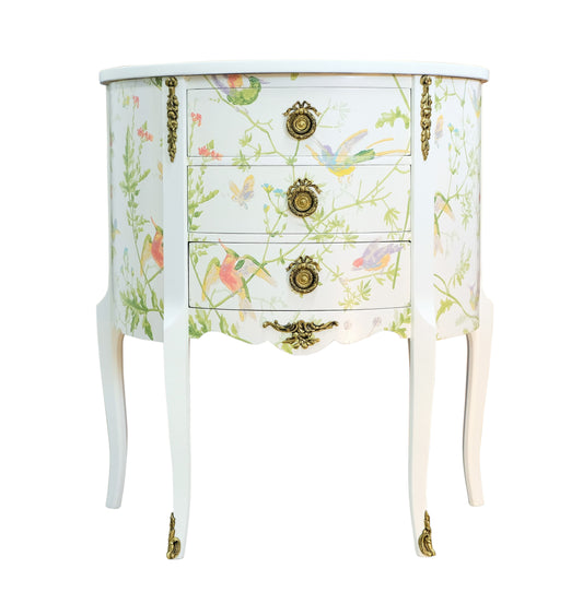 Louis XV Style Chest with Floral Design and Marble Tops