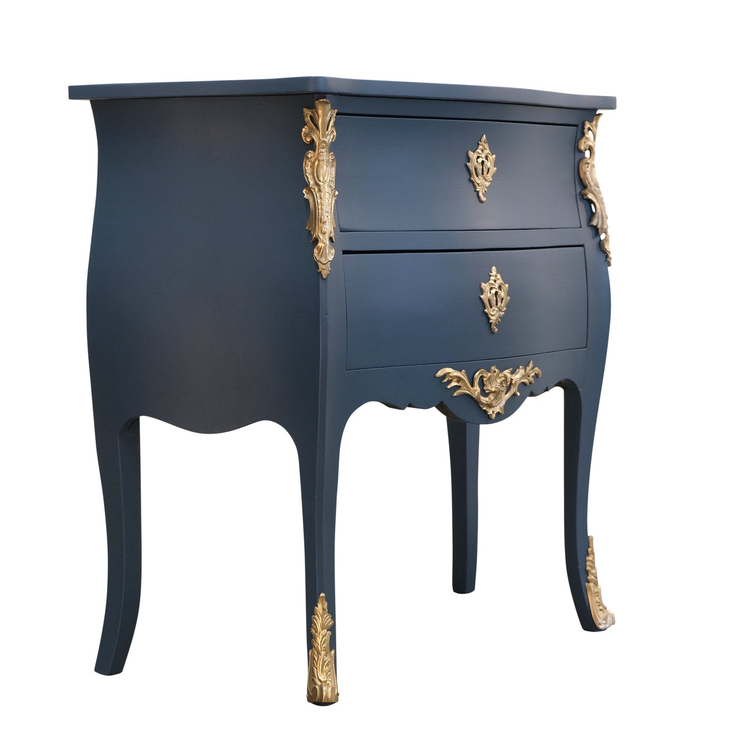 Classic  Louis XV Style Midnight blue Chests with marble top