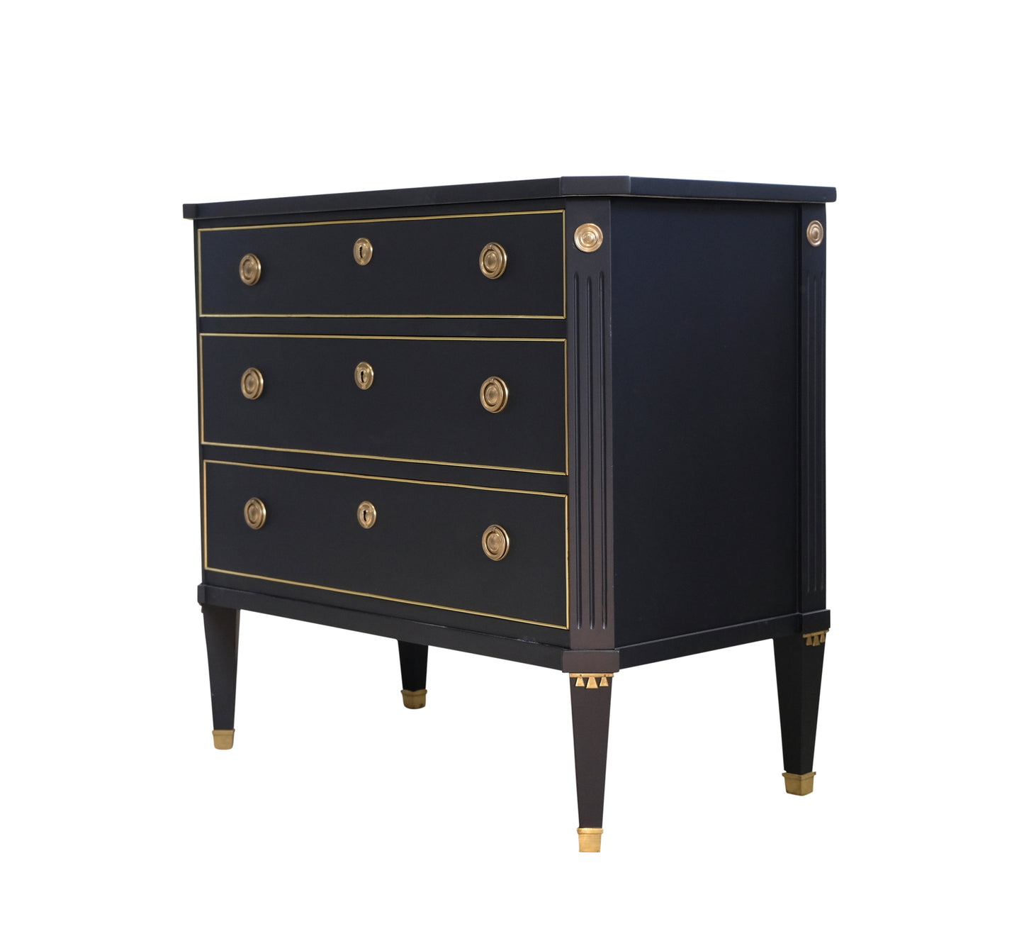 Gustavian Style 3 Drawer Chest Painted  Super finish Black