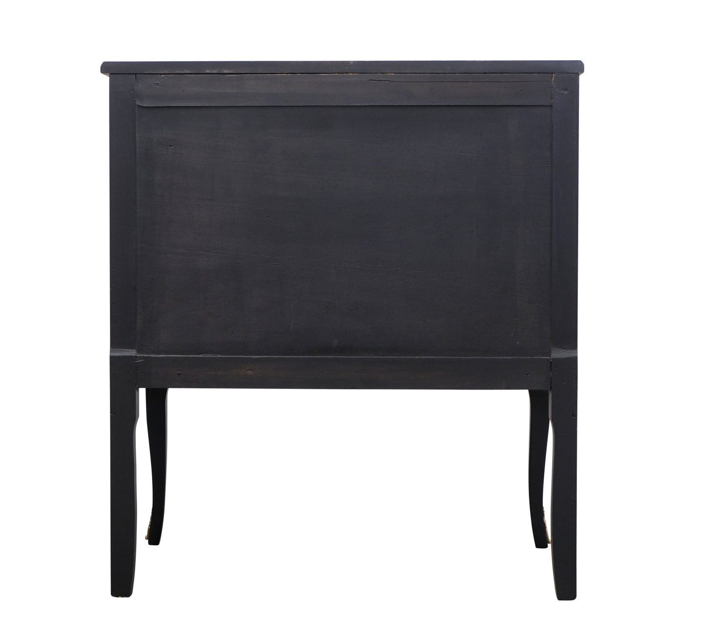 Louis XV Style Chest in Black with Fine Brass Fittings and a Marble Top