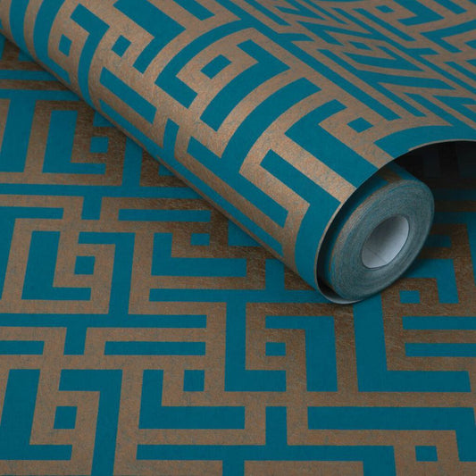 103516 - Zen Wallpaper - Teal - Graham & Brown