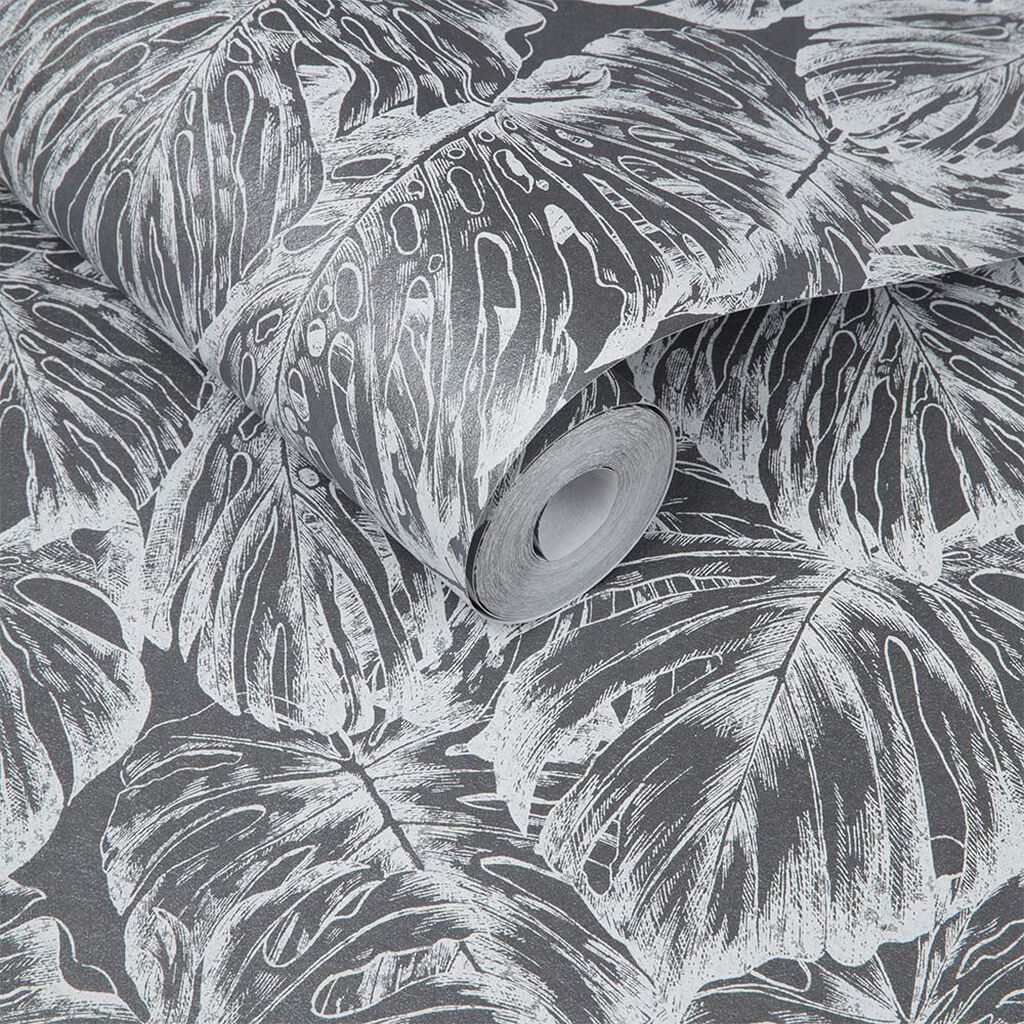 103769 - Tropical Wallpaper - Pewter - Graham & Brown