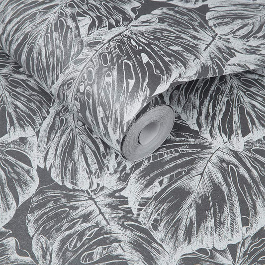 103769 - Tropical Wallpaper - Pewter - Graham & Brown