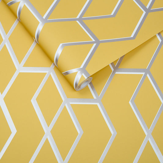 104731 - Archetype Wallpaper - Yellow Silver - Graham & Brown