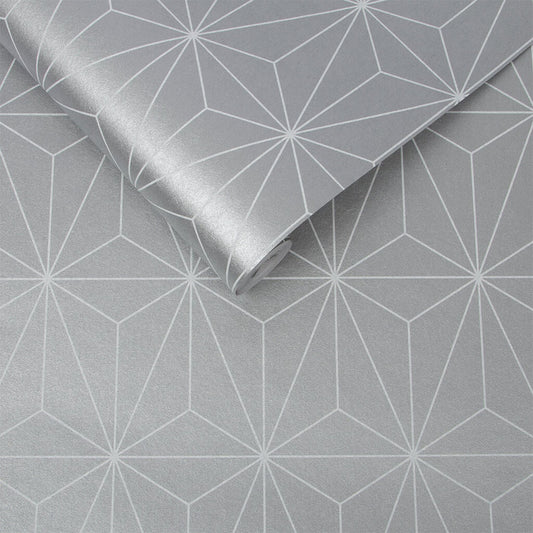 104740 - Prism Wallpaper - Silver - Graham & Brown