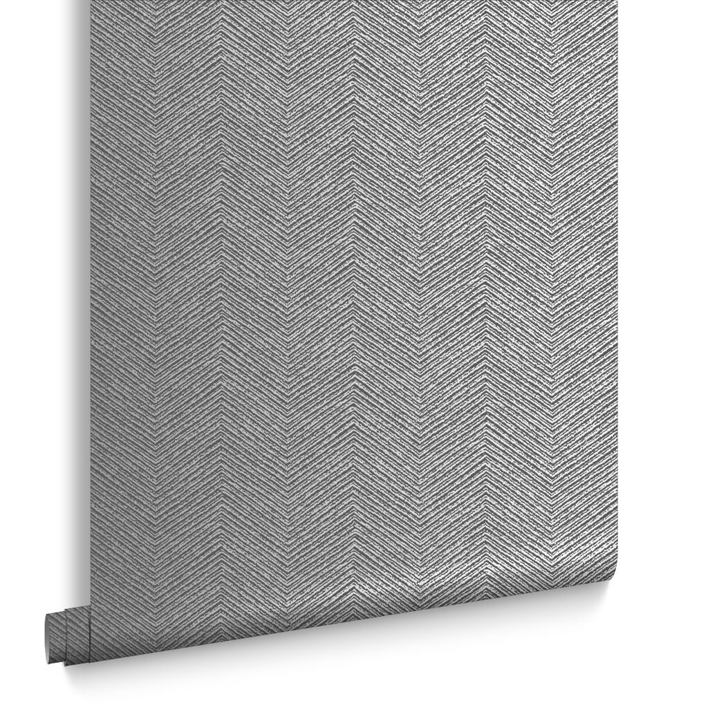 104749 - Chevron Texture Wallpaper - Silver - Graham & Brown