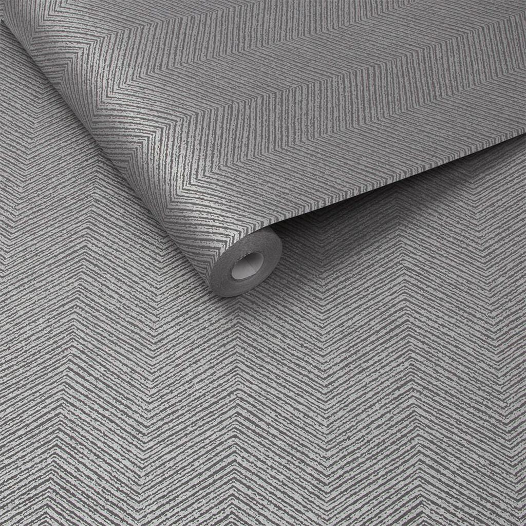 104749 - Chevron Texture Wallpaper - Silver - Graham & Brown