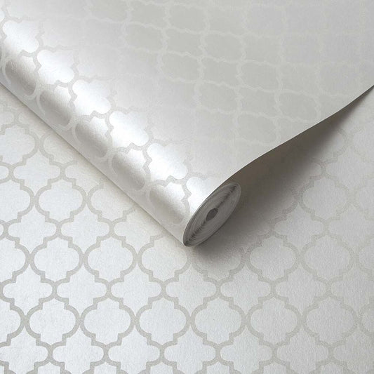 105125 - Trelliage Bead Wallpaper - Pearl - Graham & Brown
