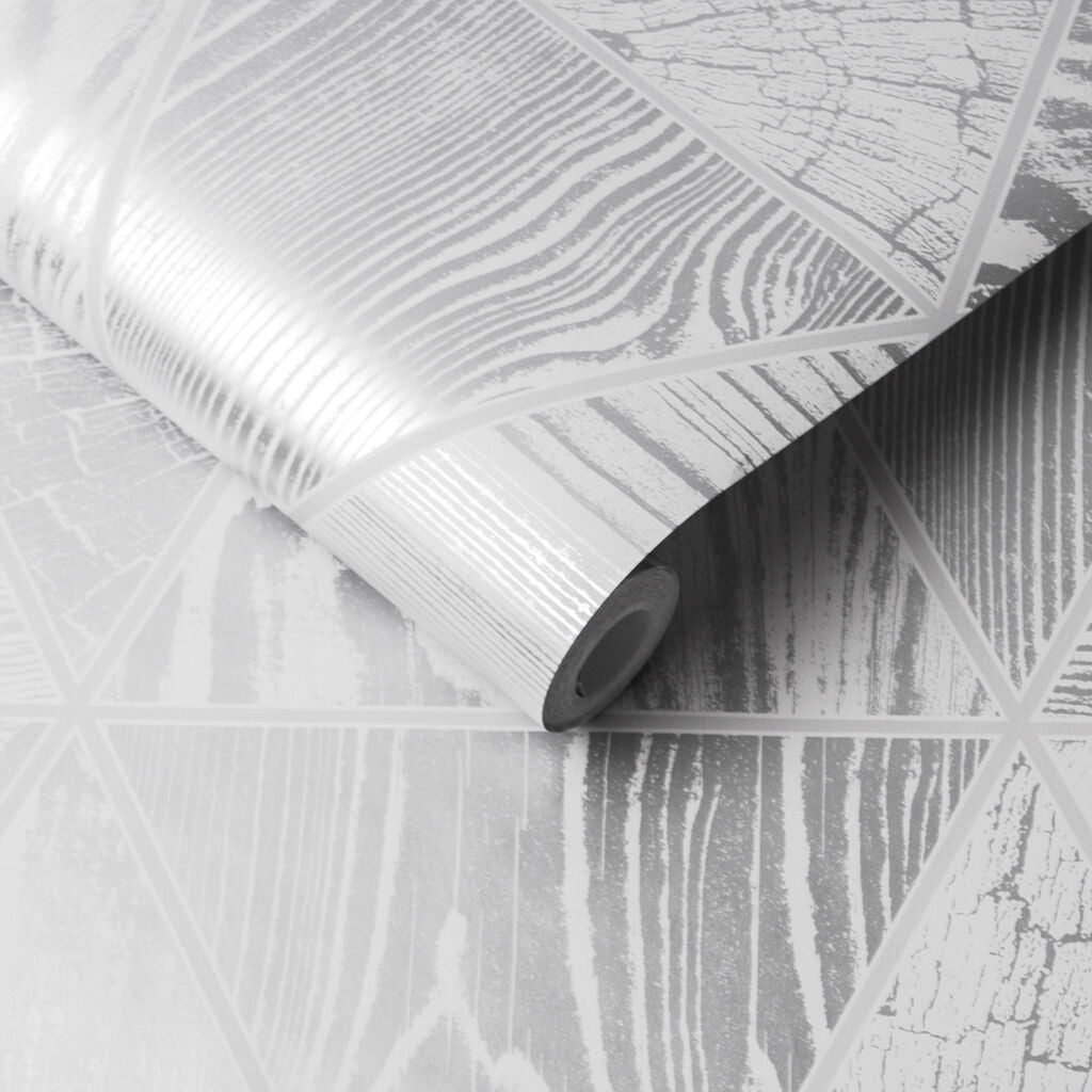 105240 - Geo Grain Wallpaper - Silver - Graham & Brown