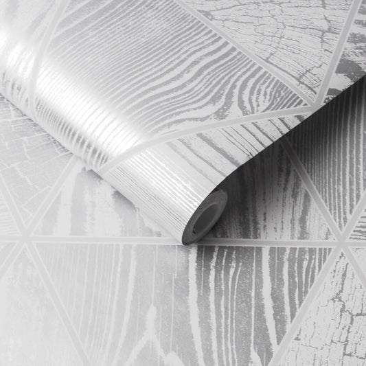 105240 - Geo Grain Wallpaper - Silver - Graham & Brown