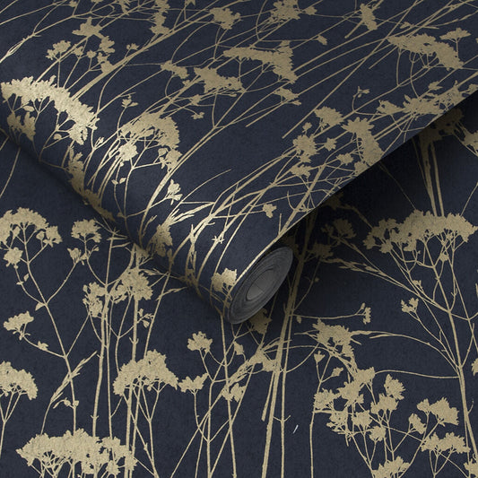 105460 - Grace Wallpaper - Midnight - Graham & Brown