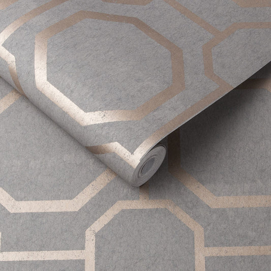 105773 - Sashiko Wallpaper - Rose Gold - Graham & Brown