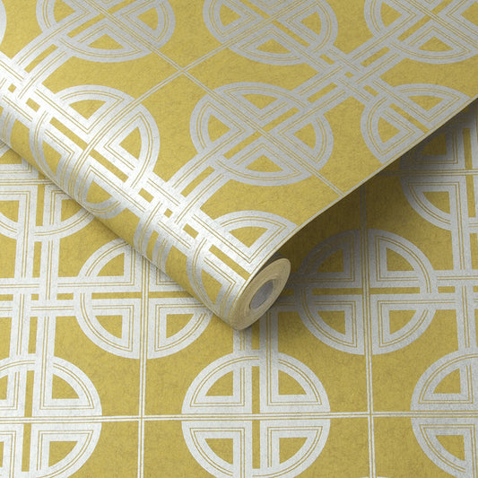 105781 - Asian Lattice Wallpaper - Saffron - Graham & Brown