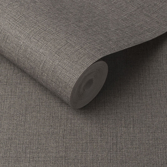 105855 - Linen Wallpaper - Chocolate - Graham & Brown