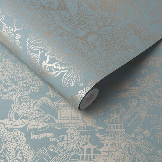 105933 - Basuto Wallpaper - Duck Egg - Graham & Brown