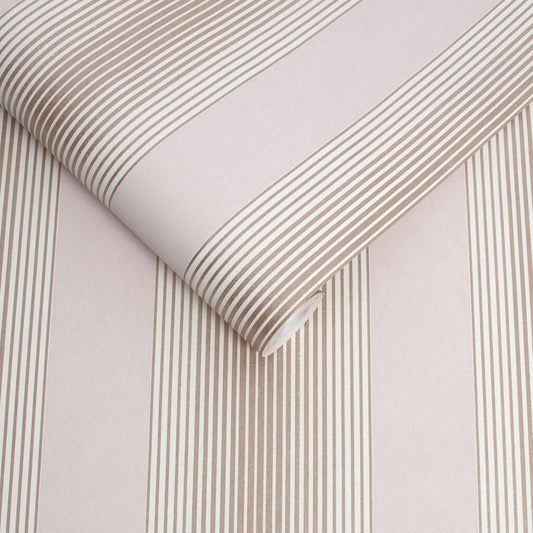 106765 - Lagom Stripe Wallpaper - Blush & Rose Gold - Graham & Brown