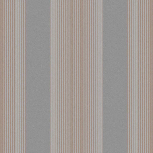 106766 - Lagom Stripe Wallpaper - Grey Rose Gold - Graham & Brown