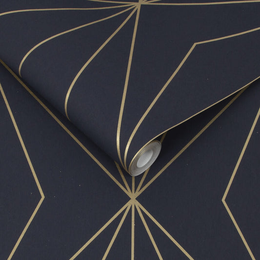 107587 - Harmony Wallpaper - Navy - Graham & Brown