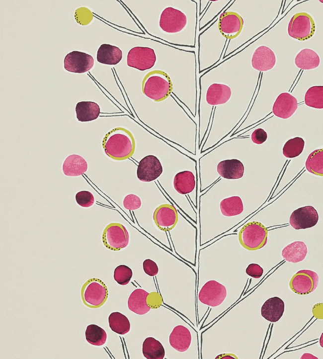 Berry Tree Wallpaper - Mink / Plum / Berry / Lime