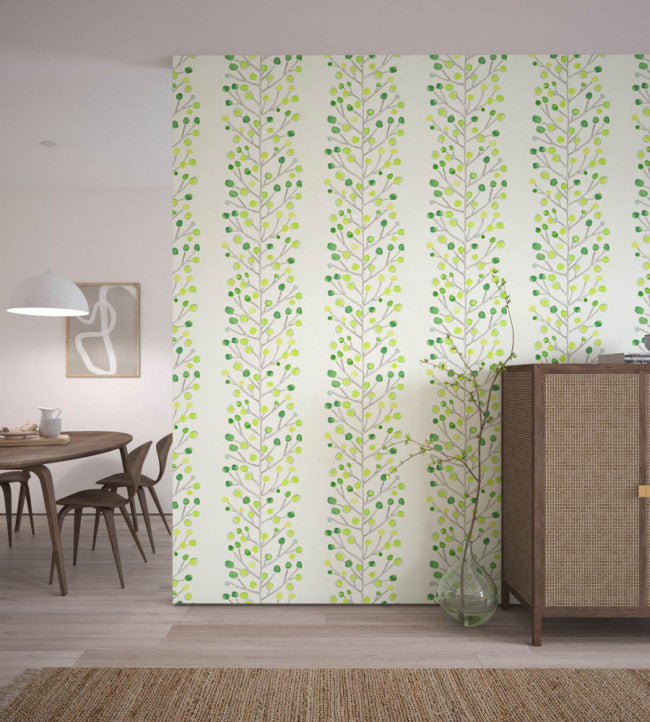 Berry Tree Room Wallpaper - Emerald / Lime / Chalk